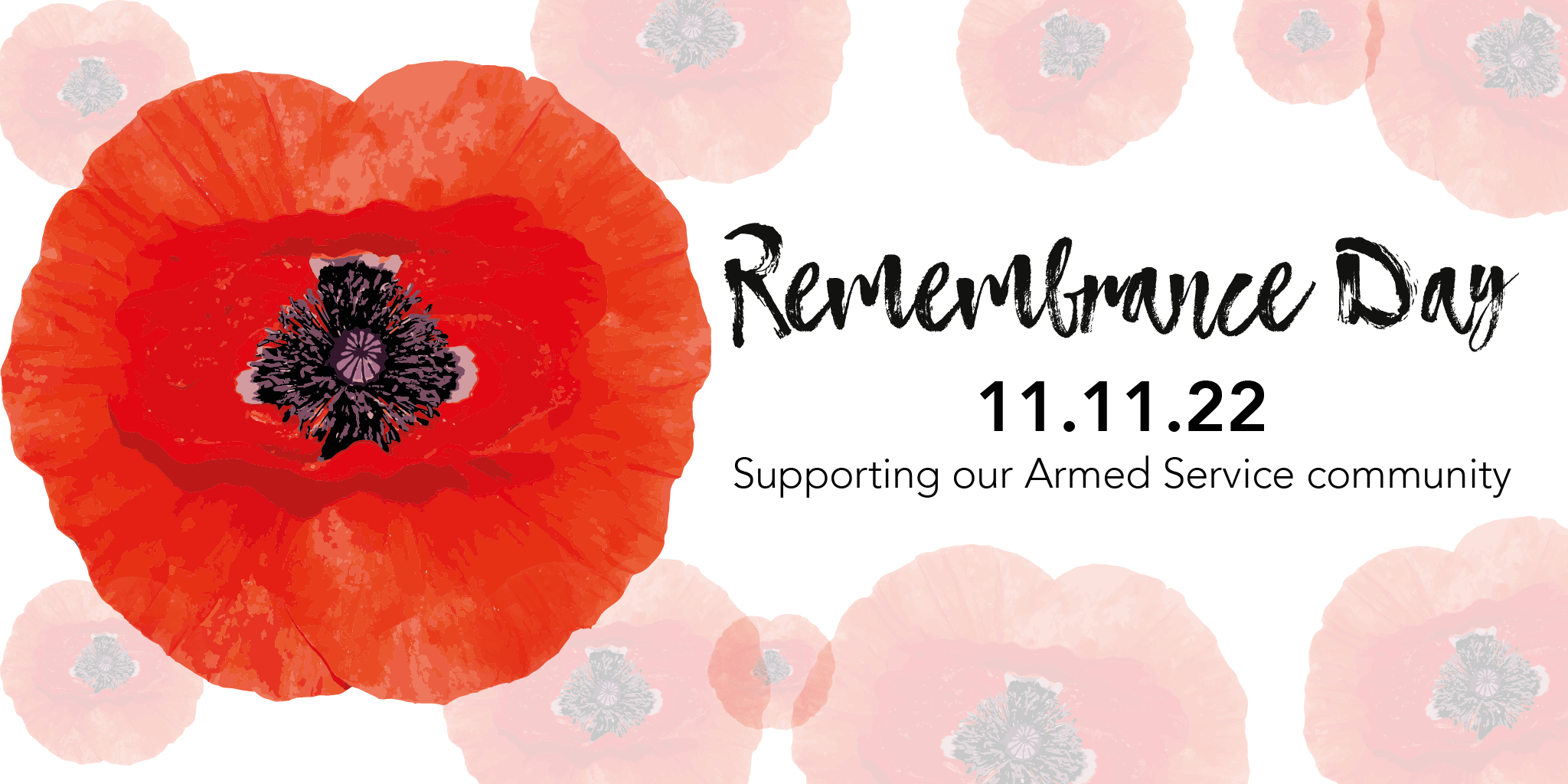 image of poppy and wording rembrance day