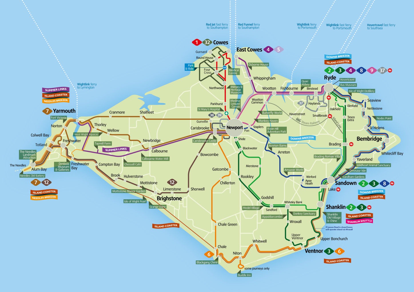 Southern Vectis Route Map (Summer)