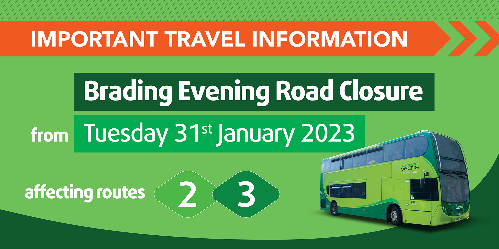 important travel information brading evening road closure