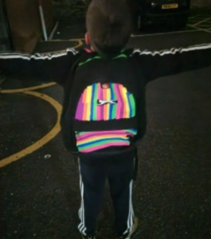 reflective bag in the dark